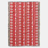 Samoyed DogシルエットChristmas Pattern Red スローブランケット (正面縦)