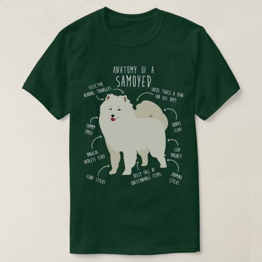 Samoyed Dog Anatomy 2 Tシャツ (デザイン正面)