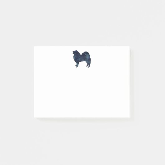 Samoyed Dog Breedシルエット黒水色 ポストイット (正面)