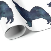 Samoyed Dog Breedシルエット黒水色 ラッピングペーパー (ロールコーナー)