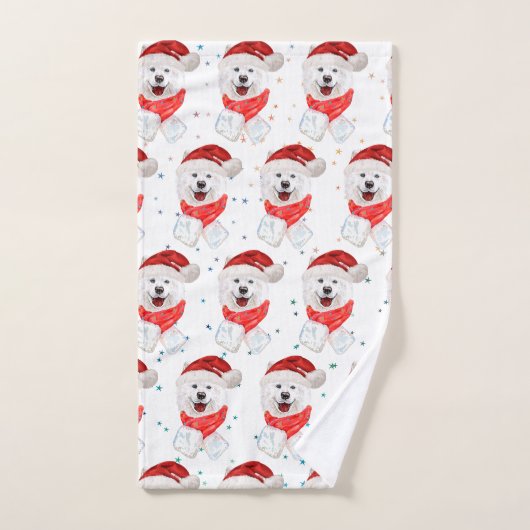 Samoyed Dog Breed Christmas Stars ハンドタオル (ハンドタオル)