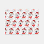 Samoyed Dog Breed Christmas Stars フリースブランケット (正面(横))