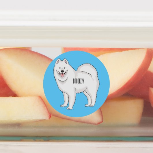 Samoyed dog cartoon illustration  ラベル (貼付)