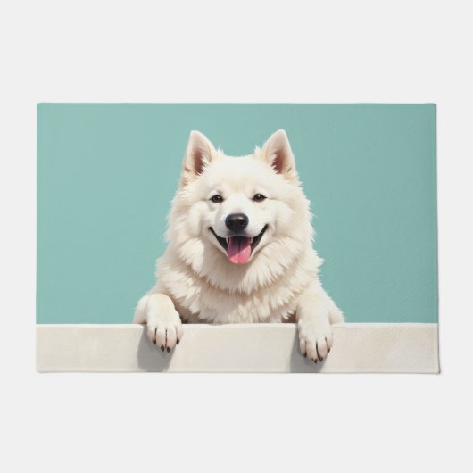 Samoyed Dog Doormat Art ドアマット (正面)