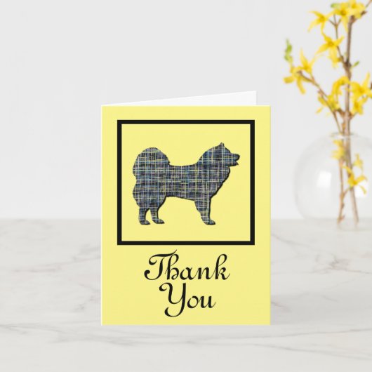 Samoyed Dog Thank You Greeting Card カード (黄色い花)