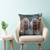 Samoyed Dogs Christmas Snow Holiday クッション (椅子)