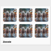 Samoyed Dogs Christmas Snow Holiday スクエアシール (シート)