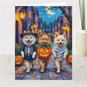 Samoyed Dogs Trick-or-Treating Halloween Costumes カード (正面)