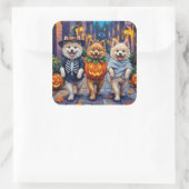 Samoyed Dogs Trick-or-Treating Halloween Costumes スクエアシール (バッグ)