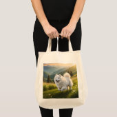 Samoyed Elegant Grocery Tote Bag トートバッグ (正面(商品))