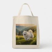 Samoyed Elegant Grocery Tote Bag トートバッグ (裏面)