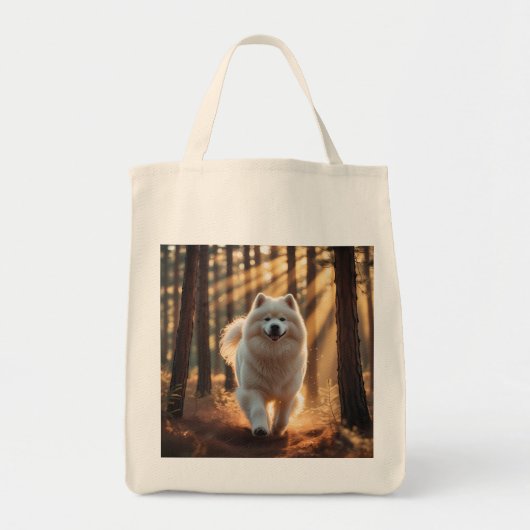 Samoyed Elegant Grocery Tote Bag トートバッグ (正面)