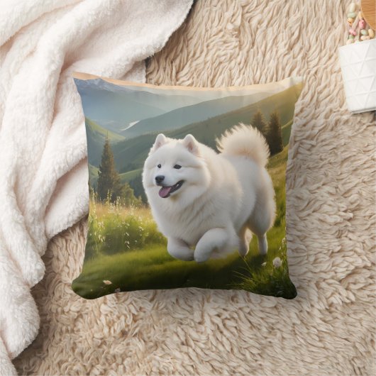 Samoyed Elegant Throw Pillow クッション (ブランケット)