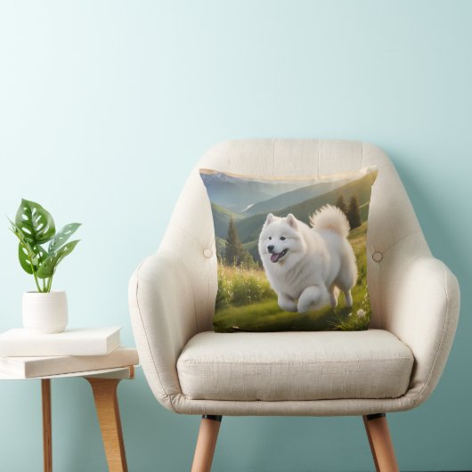 Samoyed Elegant Throw Pillow クッション (椅子)