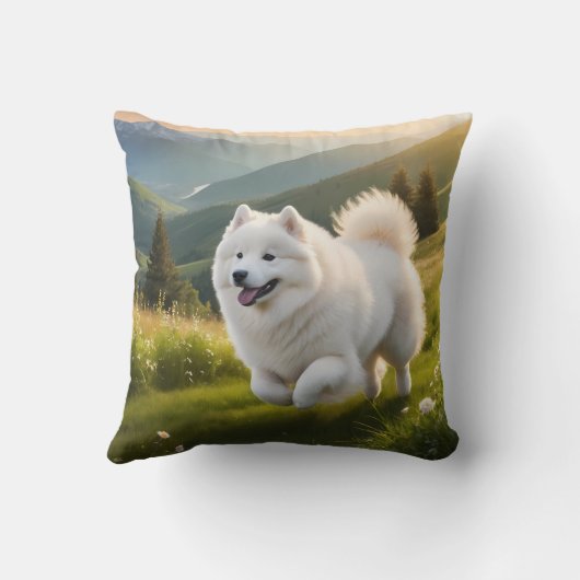 Samoyed Elegant Throw Pillow クッション (裏面)