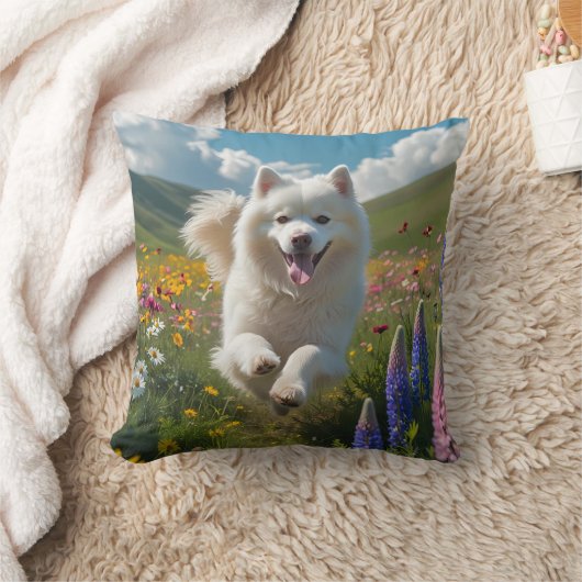 Samoyed Elegant Throw Pillow クッション (ブランケット)