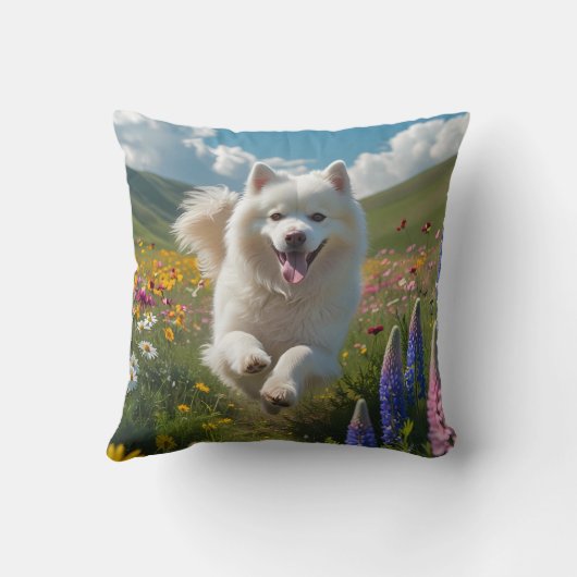 Samoyed Elegant Throw Pillow クッション (裏面)