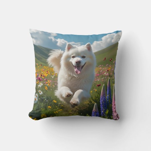 Samoyed Elegant Throw Pillow クッション (正面)