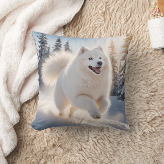 Samoyed Elegant Throw Pillow クッション (ブランケット)