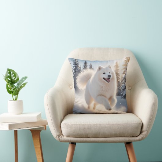 Samoyed Elegant Throw Pillow クッション (椅子)