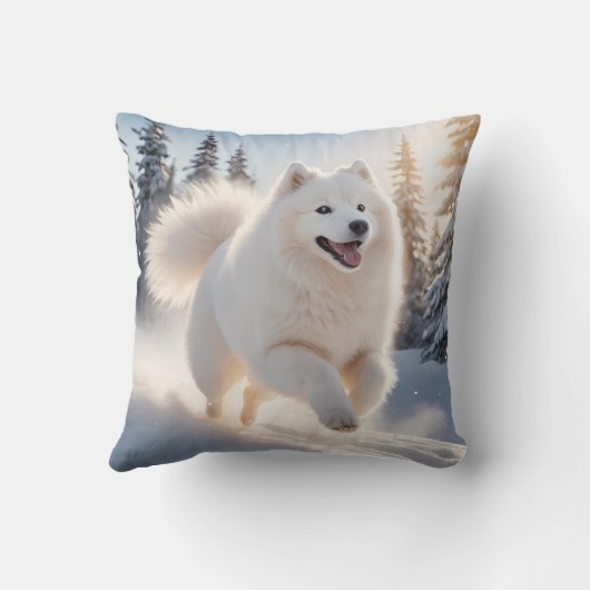 Samoyed Elegant Throw Pillow クッション (裏面)
