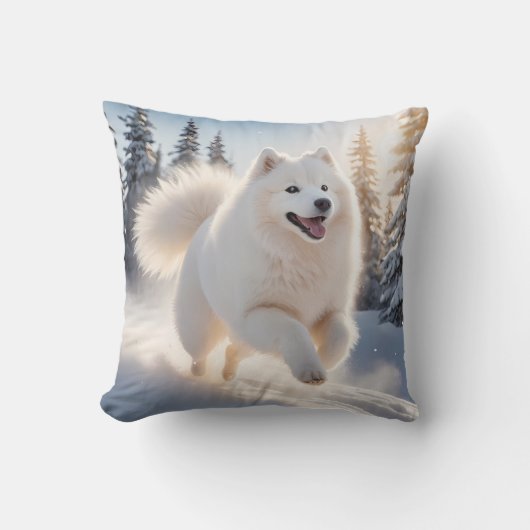 Samoyed Elegant Throw Pillow クッション (正面)
