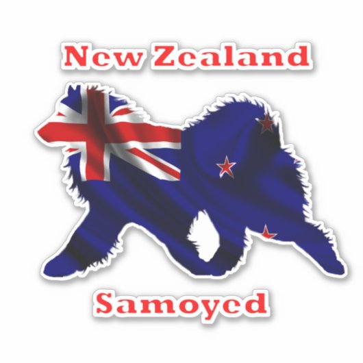 Samoyed & Flag 8カスタム in Vinyl Stickers シール (正面)