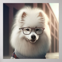 Samoyed Hipster Dogポスター