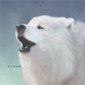 Samoyed Howl; カスタムカットビニール澄んステッカーXL シール (正面)