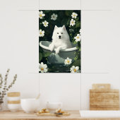 Samoyed In Bathtub Poster, Funny Dog Poster ポスター (キッチン)