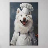 Samoyed In Chefs Hat Poster, Pet Poster, Samoyed ポスター (正面)