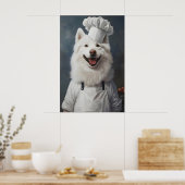 Samoyed In Chefs Hat Poster, Pet Poster, Samoyed ポスター (キッチン)