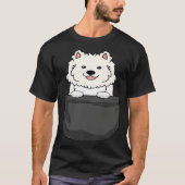 Samoyed in pocket  cute mom dad dog tシャツ (正面)