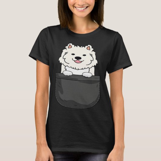 Samoyed in pocket  cute mom dad dog tシャツ (正面)