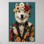 Samoyed In Suit Poster, Samoyed Portrait, Samoyed ポスター (正面)