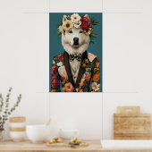 Samoyed In Suit Poster, Samoyed Portrait, Samoyed ポスター (キッチン)