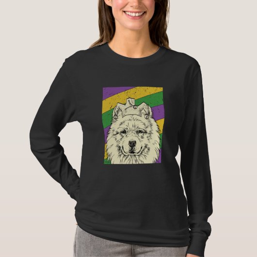 Samoyed Jester Mardi Gras Dog Mom or Dad Tシャツ (正面)