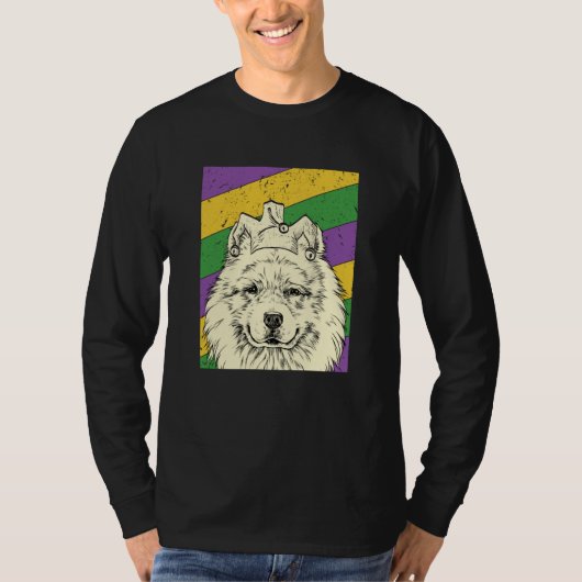 Samoyed Jester Mardi Gras Dog Mom or Dad Tシャツ (正面)