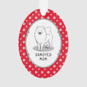 Samoyed Mom (白)かわいいおもしろい犬Mom オーナメント (裏面)
