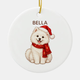 Samoyed Personalized Christmas Ornament セラミックオーナメント