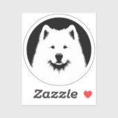 Samoyed Pop Art Classic Round Sticker Black White シール (シート)