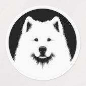 Samoyed Pop Art Fun & Chic Black & White ラベル (デザイン2)