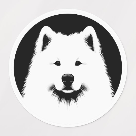 Samoyed Pop Art Fun & Chic Black & White ラベル (デザイン2)