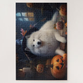 Samoyed Pumpkins Halloween Scary ジグソーパズル (縦)