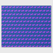 Samoyed Sammy Dog Silhouette Pink/Blue Blue Gift ラッピングペーパー (フラット)