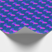 Samoyed Sammy Dog Silhouette Pink/Blue Blue Gift ラッピングペーパー (角)