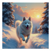 Samoyed Snowy Mountain Adventure Christmas ポスター (正面)
