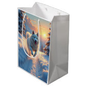 Samoyed Snowy Mountain Adventure Christmas ミディアムペーパーバッグ (裏面アングル)