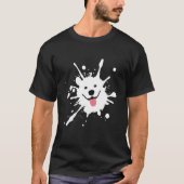 Samoyed Splatter Happy Puppy Dog Face Tシャツ (正面)