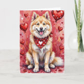 Samoyed Valentine’s Day Dog with Hearts Red カード (正面)